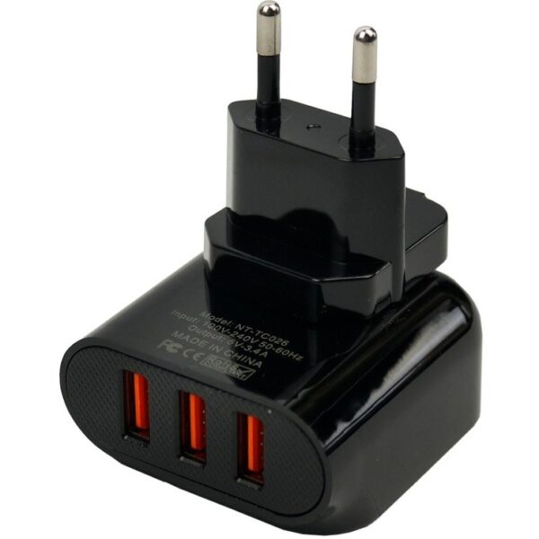 شارژر دیواری Nitu NT-TC026 3Port 3.4A + کابل میکرو یو اس بی و تبدیل EU کد 1163