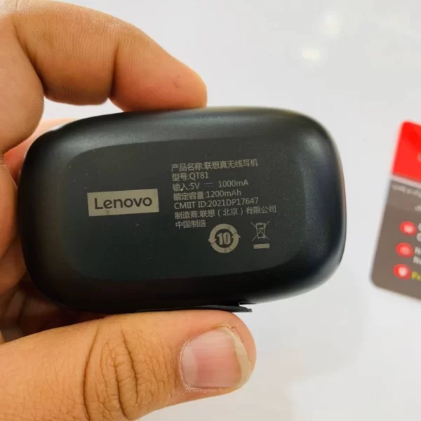 هدفون بلوتوثی لنوو مدل QT81 Lenovo کیس پاوربانک QT81 Tws Wireless Bluetooth In-Ear Headphone کد 2386