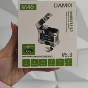 ایرپاد گیمینگ M45 HD voice,ENC, پاور بانک اضطراری ،موسیقی،مکالمه،لمسی - خاکستری متالیک کد 2338