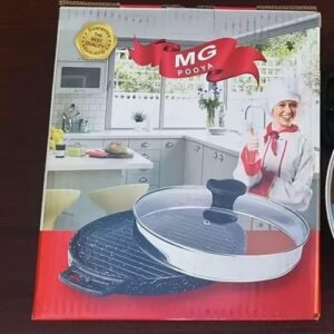 تابه گریل گردچدنی اصلی با درب پیرکس سایز 30 دو طرفه ماهیتابه گریل کد1852