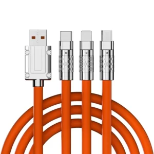 کابل تبدیل USB به micro USB / لایتنینگ / USB-C پسنجر لاین مدل 3in1 ZINC ALLOY 120W طول 1.2 متر کد2961