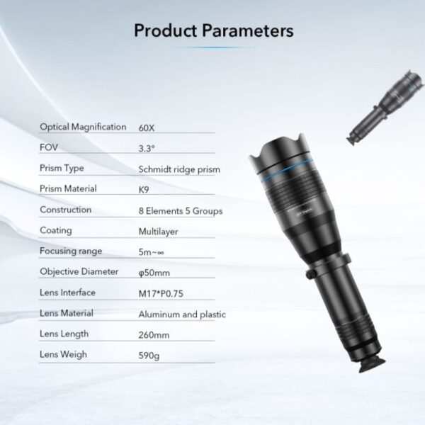 لنز موبایل تله زوم Apexel 60x کد 2622