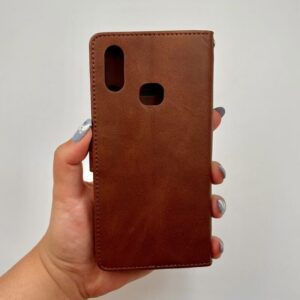 کیف گوشی Galaxy A10S سامسونگ چرمی مدل جاکارتی مگنت دار لوکس قهوه ای کد4003