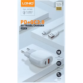 شارژر الدینیو fast charging QC3.0 مدل A2313C با کابل Type-C کدm6898
