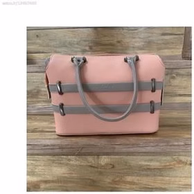 کیف بسیار شیک صورتی طوسی زنانه نو چرم کدm5665