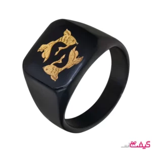 انگشتر مردانه ورق طلا طرح ماه اسفند کدm5420