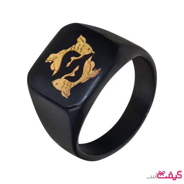 انگشتر مردانه ورق طلا طرح ماه اسفند کدm5420