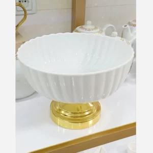 ظروف چینی پایه دار طلایی کدm5972