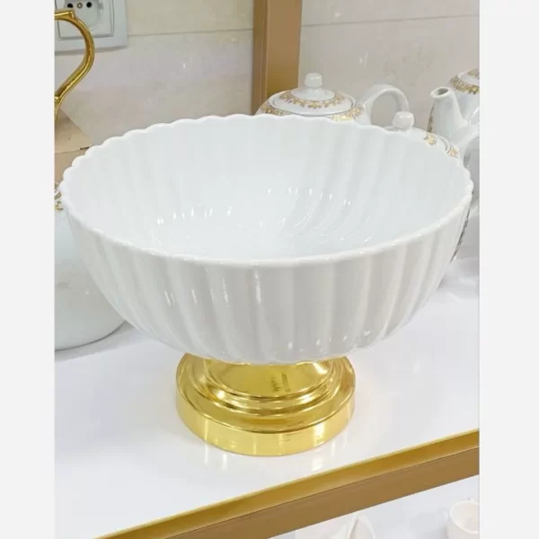 ظروف چینی پایه دار طلایی کدm5972