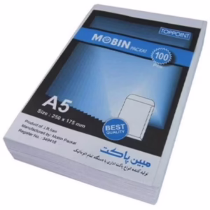 پاکت A5 مارک مبین بسته 100 عددی رنگ سفید کد M10087