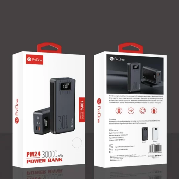 پاوربانک پرووان مدل PM24 ظرفیت 30000 میلی آمپر ساعت کدM9287
