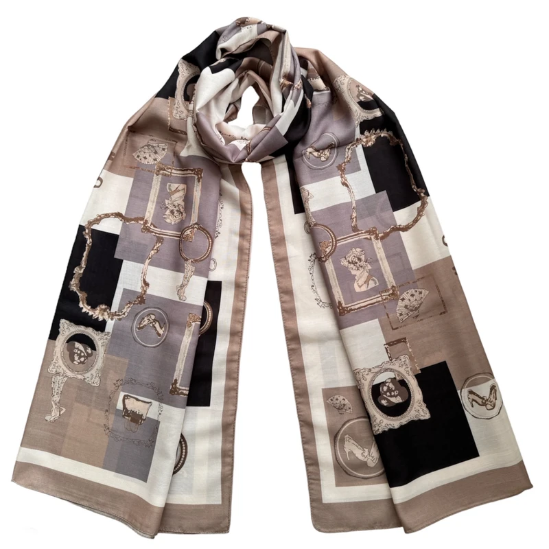 شال زنانه مدل نخی مجلسی چهار فصل چهار خانه فانتزی کد M9304