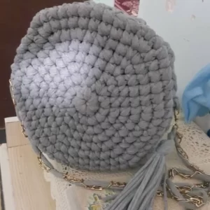 کیف تریکو مدل گرد رنگ طوسی26 سانتی متری  کد M10755