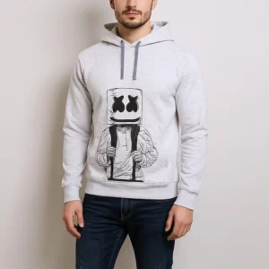 هودی مردانه طرح مارشملو رنگ طوسی سایز XL کد M10931