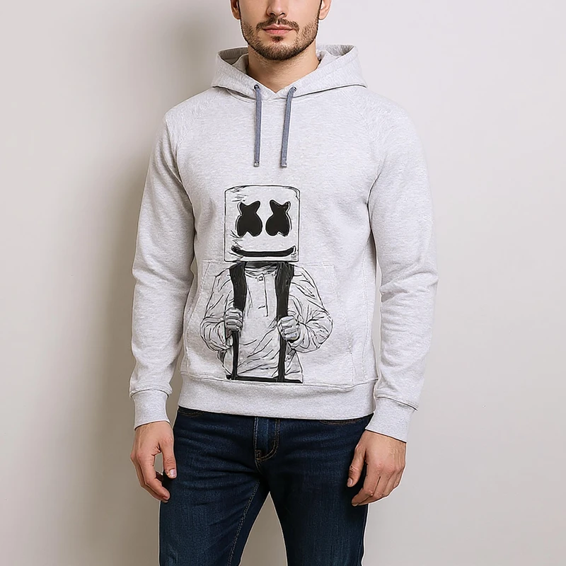 هودی مردانه طرح مارشملو رنگ طوسی سایز XL کد M10931