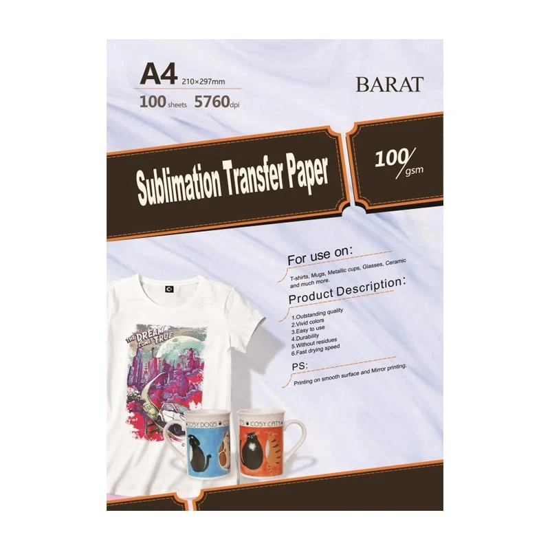 کاغذ سابلیمیشن بارات مدل 100G سایز A4 بسته 100 عددی کد M11112