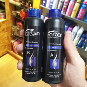شامپو رنگ مشکی آقایان با پوشش کامل موهای سفید برند فاربن شماره 1.0 کد M11246