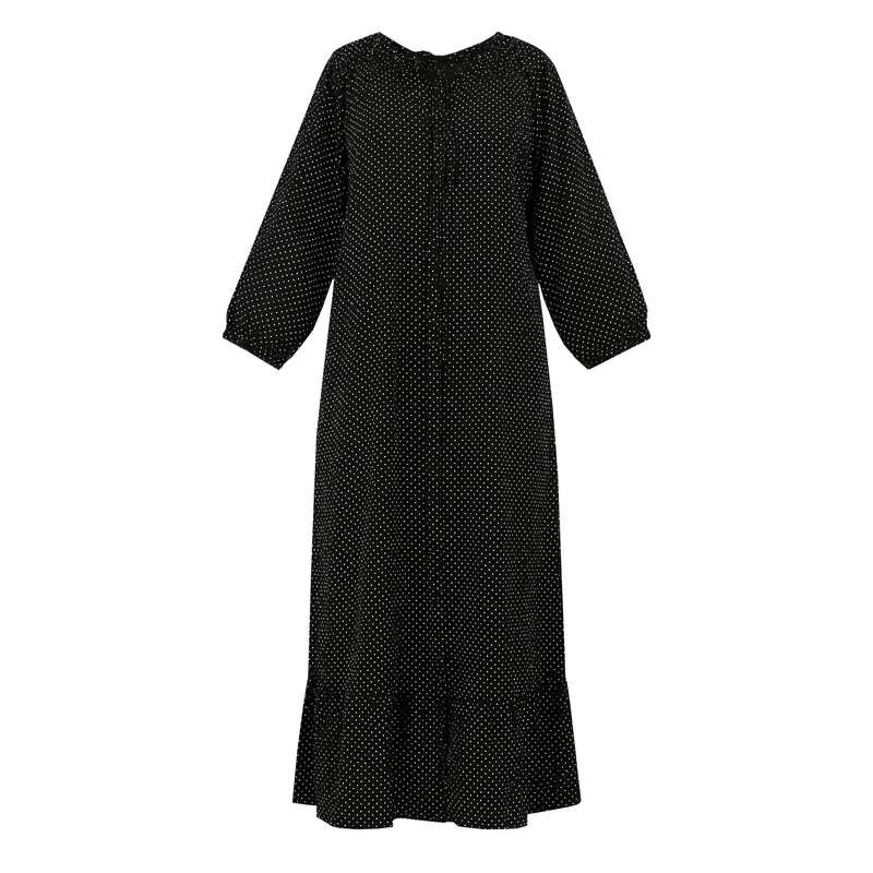 پیراهن ساحلی یقه گرد زنانه مدل مشکی ساده کد M12400