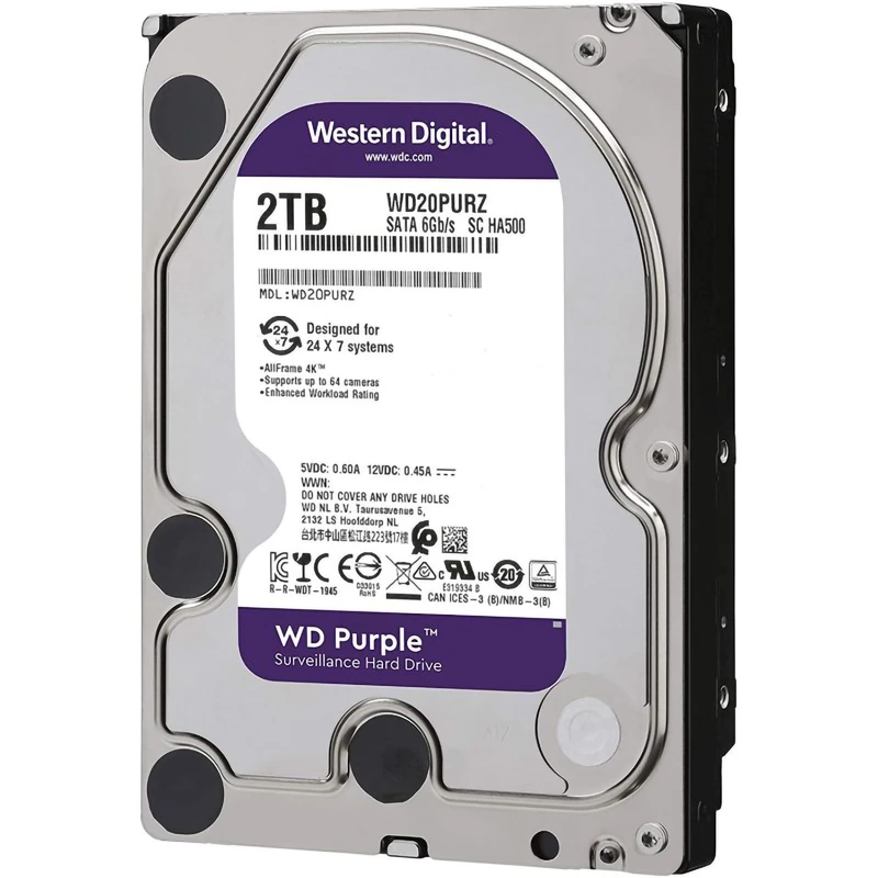 هارددیسک اینترنال وسترن دیجیتال مدل Purple WD20PURZ ظرفیت 2 ترابایت کدM12750
