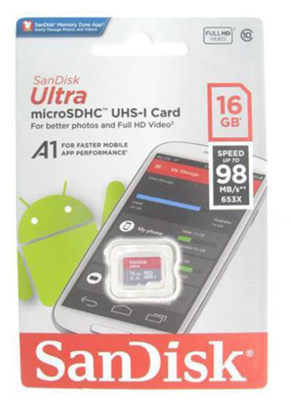 کارت حافظه SanDisk مدل Ultra MicroSDHC ظرفیت 16Gb سرعت 98Mb/S کد M12921
