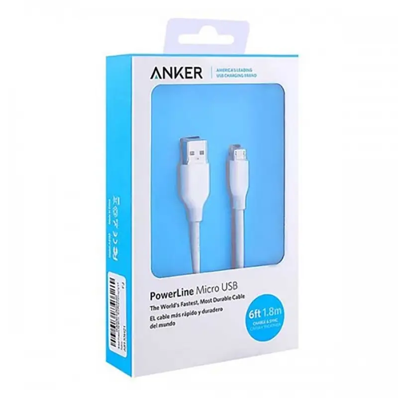 کابل میکرو یو اس بی انکر Anker A8133H21 Powerline Micro USB Cable 1.8m کدm18236