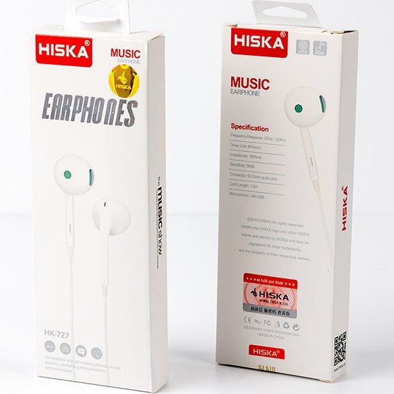 هندزفری با سیم هیسکا HK727 رنگ سفید مدل HK-272 کد M17856