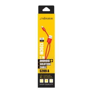 کابل تبدیل USB به microUSB سیبراتون مدل S209A طول 1.2 متر رنگ قرمز کد m17947