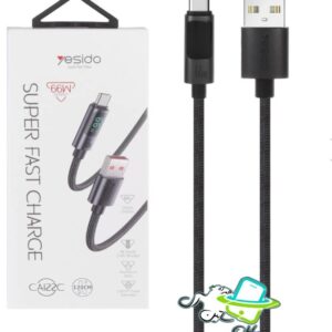کابل شارژ 1.2 متری سوپرفست دارای نمایشگر Type-C LEDبرند Yesido مدل CA122C 66W-مشکی کدm18245