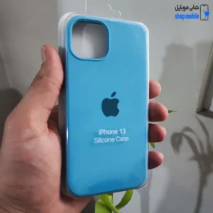 قاب گوشی آیفون 13کاور سیلیکونی پاک کنی طرح ساده رنگ آبی کمرنگ کدm18941