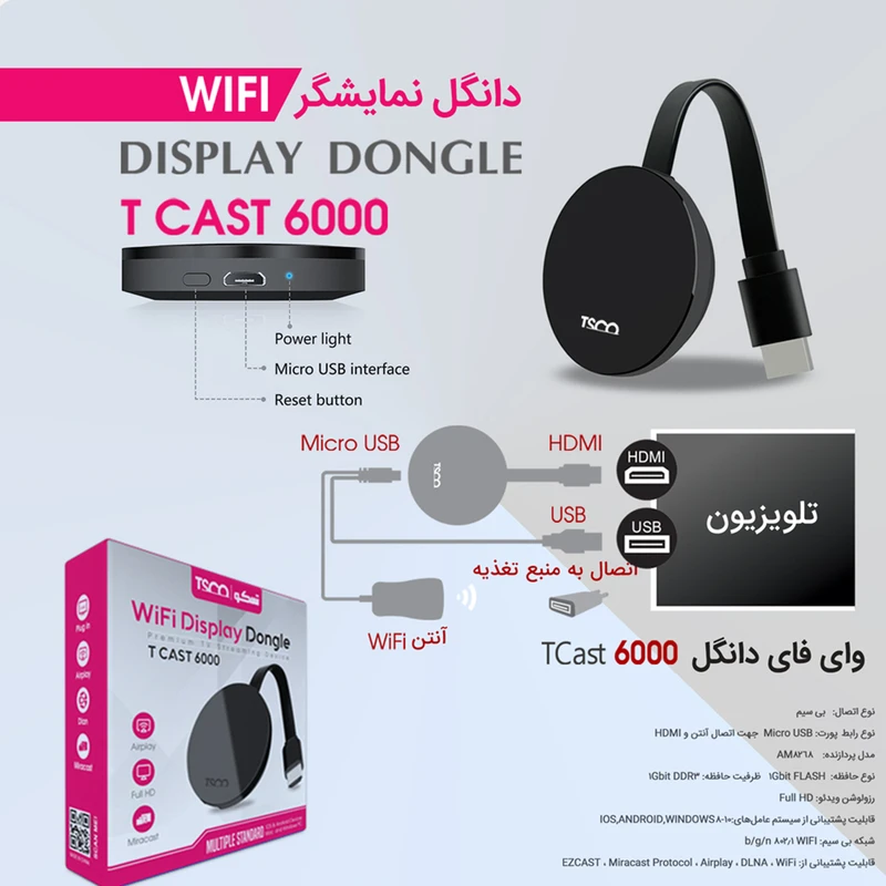 دانگل HDMI تسکو مدل T-Cast 6000 کد m20198