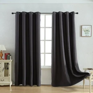 مجموعه دو عددی پرده کتان ملانژ مدل Gb01 دو عددی ارتفاع ۲۸۰ خاکستری کد m20521