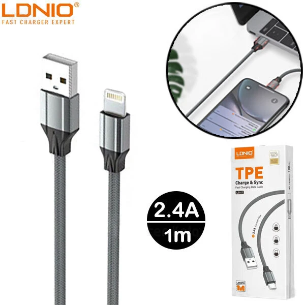 کابل تبدیل USB به لایتنینگ الدینیو مدل LS441 01pr طول 1 متر کد m20203