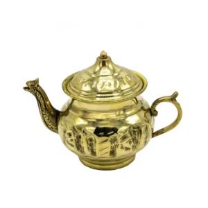 قوری برنجی مدل قلم زده کد m20361