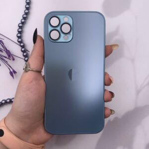 قاب گوشی iPhone 12 Pro آیفون PVD اورجینال دور سیلیکونی محافظ لنزدار رنگ آبی کدm21106