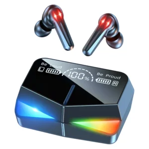 هدفون بلوتوثی مدل M28 بدون قابلیت نویز کنسلینگ، درگاه شارژ USB Type-C، دارای پشتیبانی از فرمان لمسی، دارای نمایشگر میزان شارژ روی محفظه کد m21378
