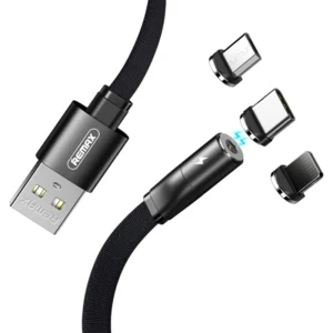 کابل تبدیل مغناطیسی USB به USB-C/microUSB/لایتنینگ ریمکس مدل Click&Charge طول 1 متر کدm20924