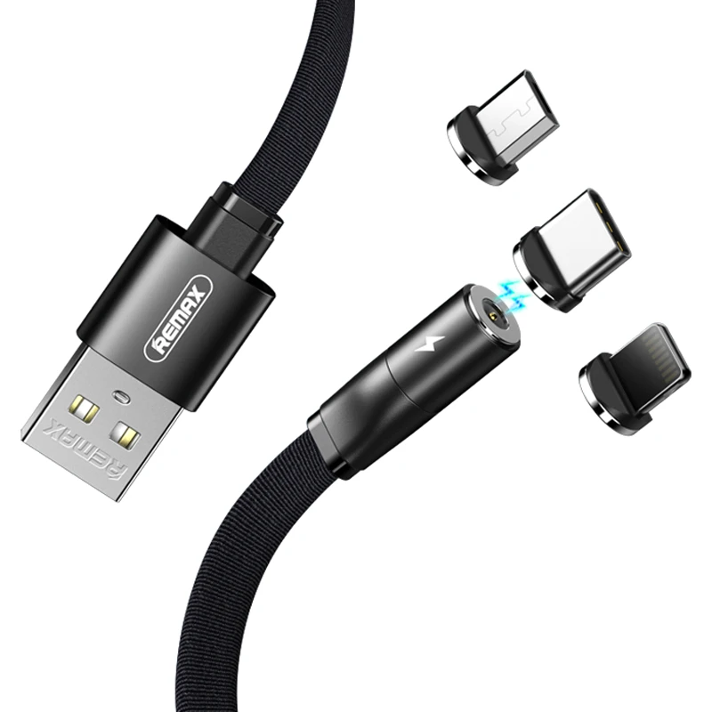 کابل تبدیل مغناطیسی USB به USB-C/microUSB/لایتنینگ ریمکس مدل Click&Charge طول 1 متر کدm20924